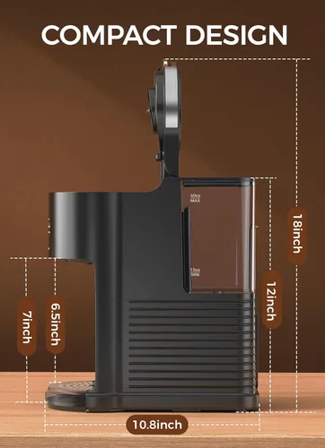 Vista 6 de COWSAR Cafetera comercial de una sola porción, cafetera K Cup para cápsulas y café molido, cafetera de cápsulas con tanque de agua de 40 onzas