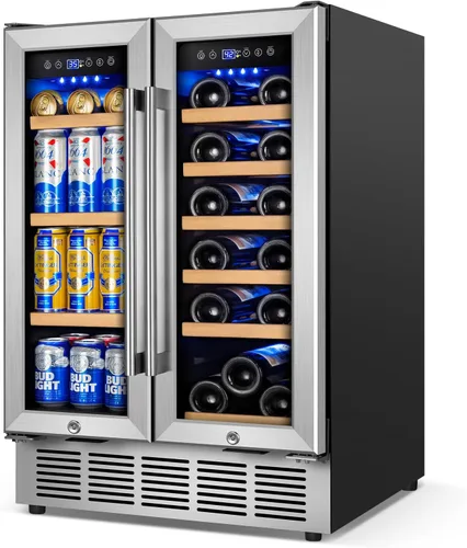 Vista 22 de Refrigerador de bebidas de 17 pulgadas de ancho – Enfriador de bebidas para 126 latas con puerta de vidrio Mini refrigerador de cerveza