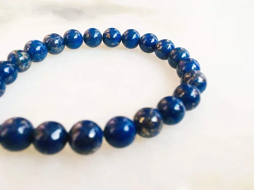 Vista 3 de Lapislázuli muñeca mala/pulsera para meditación