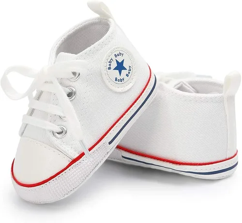 Vista 3 de KIDSUN zapatos deportivos altos hasta el tobillo para bebés niños y niñas con suela antideslizante suaves para recién nacidos zapatos precaminadores