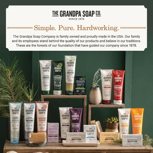 Vista 7 de The Grandpa Soap Company Jabón en barra de carbón – con semillas de cáñamo de carbón activado y aceite de menta, desintoxica, elimina la suciedad