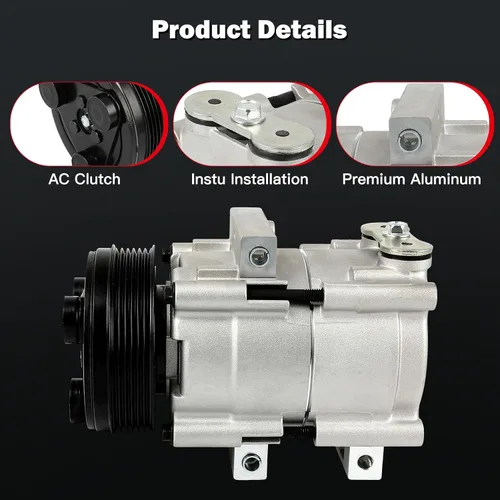 Vista 3 de CCIYU Compresor de CA con embrague 1997-2001 para Ford E-150 Econoline 4.2L A/C compresor de aire acondicionado reemplaza 5U2Z19V703ED