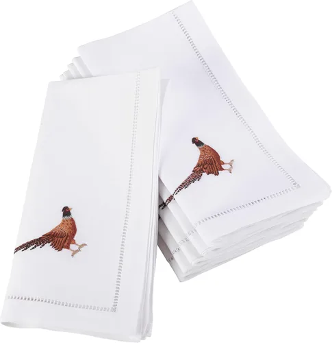 Vista 55 de Juego de 6 servilletas bordadas de magnolia hechas a mano con borde cosido