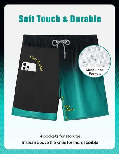 Vista 5 de APTRO - Traje de baño con forro de compresión para hombre, 5 pulgadas, trajes de baño para la playa