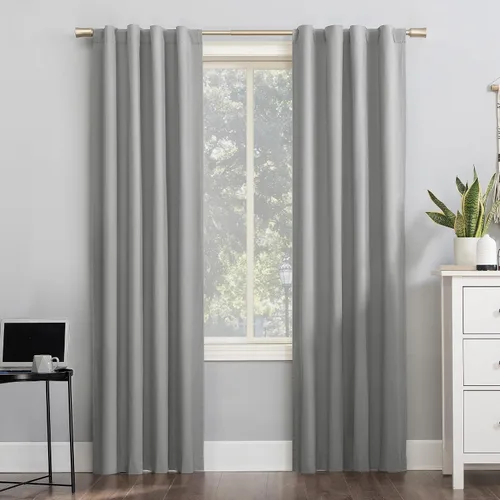 Vista 17 de Sun Zero Cyrus - Juego de 2 cortinas térmicas con pestañas, opacas 100%, 2 unidades Gris carbón