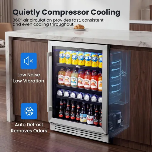 Vista 4 de Yeego Refrigerador de bebidas de 24 pulgadas - Refrigerador de bebidas de Plateado