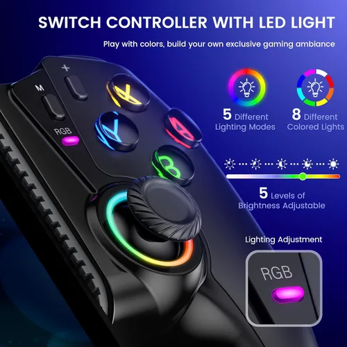 Vista 4 de KICKDOT Controlador MC5000 Pro para Switch 2/1/OLED y iPhone/Android - Joystick de efecto Hall, controlador inalámbrico Bluetooth