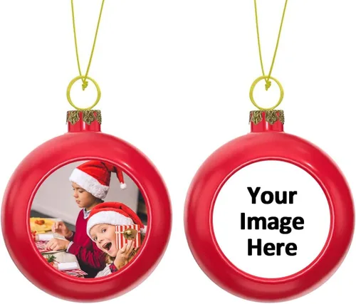 Vista 2 de Adornos de bolas de Navidad, bola de árbol de Navidad personalizada, adornos para colgar fotos, inastillables, colgantes personalizados, regalo