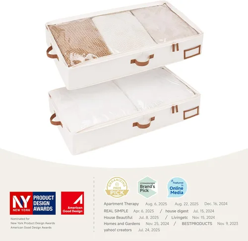 Vista 2 de StorageWorks Contenedores de almacenamiento debajo de la cama con contenedores de tela ultra gruesa debajo de la cama, organizador de armario