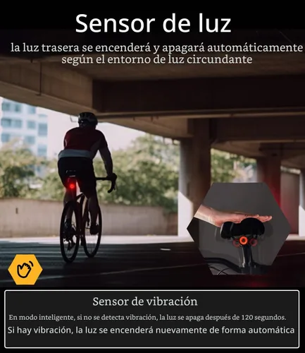 Vista 6 de TOWILD TL03 - Luz trasera para bicicleta, luces traseras de bicicleta con detección de freno inteligente, cable tipo C, impermeable, luces traseras