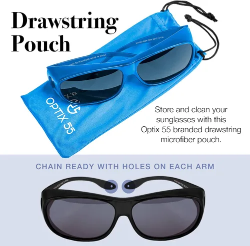 Vista 5 de Gafas de sol para hombres y mujeres, protección UV ajuste sobre envolturas polarizadas