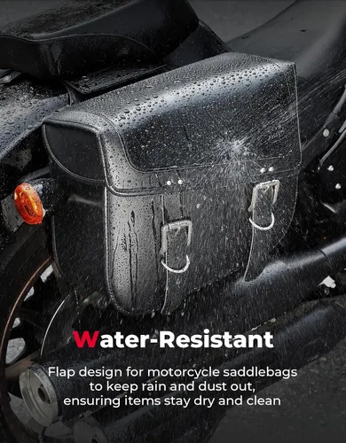 Vista 3 de kemimoto Alforjas para motocicleta, 30L de gran capacidad, bolsa de equipaje de piel sintética para motocicletas Sportster Softail Dyna V-star