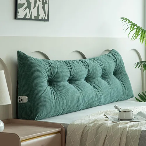Vista 16 de Almohada de cuña beige tamaño individual XL para dormitorio, cama, cabecero, almohadas de cuña para espacio de cabecero con funda no extraíble, 39 x