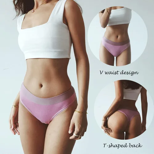 Vista 2 de Buankoxy Paquete de 6 tangas de tiro bajo sin costuras que no se muestran cómodas, ropa interior hipster, paquete múltiple