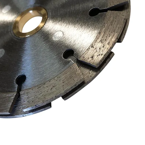 Vista 4 de Hoja de punto de inserción estilo sándwich de diamante de 4 pulgadas para extracción de juntas de mortero, ancho de segmento de doble capa de 1/4