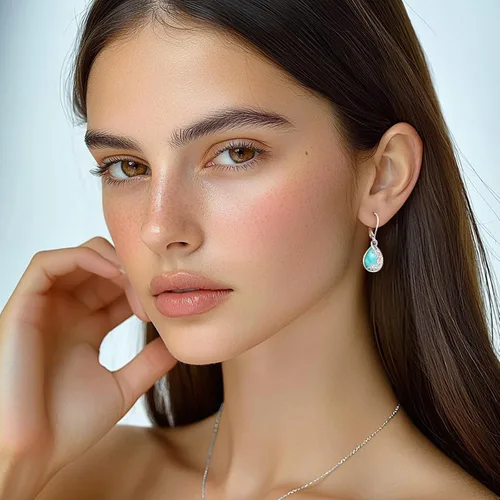 Vista 74 de Aretes colgantes de plata de ley con diseño de árbol de la vida, flor, abeja, animales, gato, colibrí, piedra lunar, turquesa, aretes con cierre