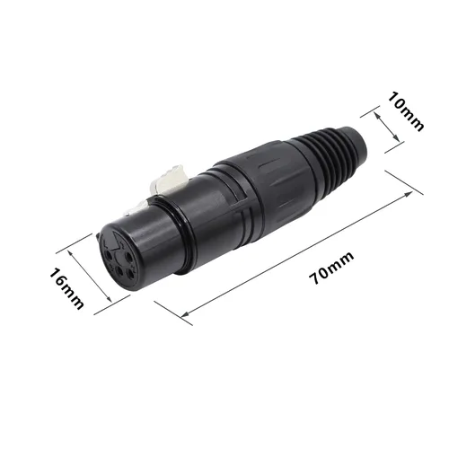 Vista 4 de Conector de cable XLR de 4 pines XLR de 4 pines, conector hembra de conector de micrófono, conector de cable de micrófono, conector de audio, negro