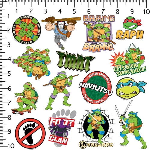 Vista 2 de TMNT Teenage Mutant Ninja Turtles - Paquete de 50 calcomanías grandes de lujo para laptop, botella de agua, álbumes de recortes, tableta, monopatín