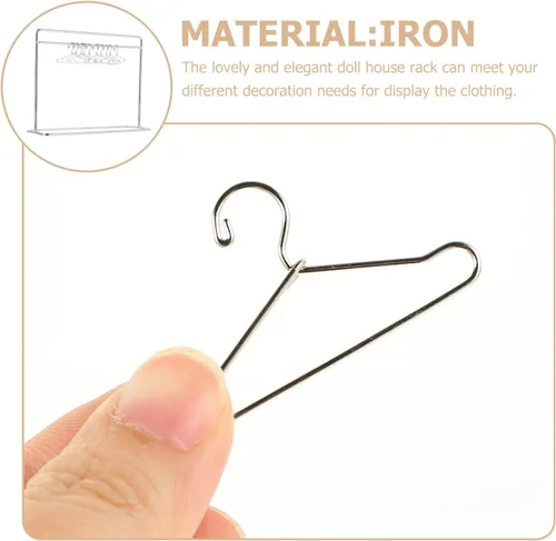 Vista 6 de NUOBESTY Perchero de ropa para muñecas, perchero de ropa en miniatura, perchero para ropa, decoración de casa de muñecas, accesorios para muebles