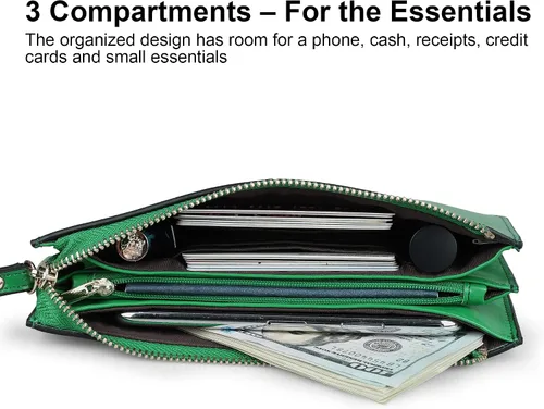 Vista 3 de Befen - Bolso clutch de mano de cuero con correa para teléfono celular organizador de tarjetas