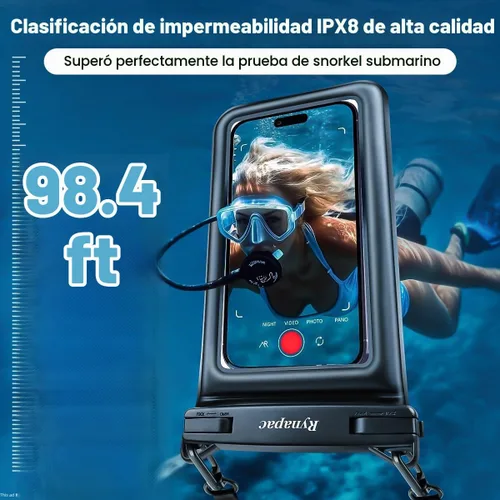 Vista 2 de [Hasta 8.5 pulgadas] Bolsa impermeable para teléfono flotante, doble bolsa impermeable con cordón para iPhone 16 15 Pro Max, Galaxy S25 S24 Ultra