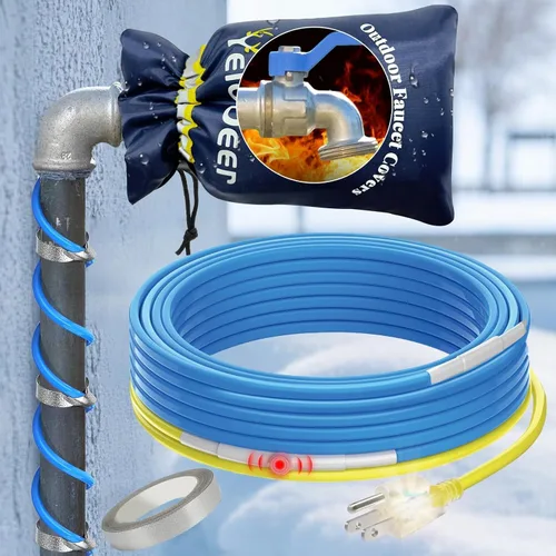 Vista 11 de Cinta de calor de 6 pies para protección contra congelación de tuberías de agua, YeloDeer con traza de calor autorregulable con termostato, cable