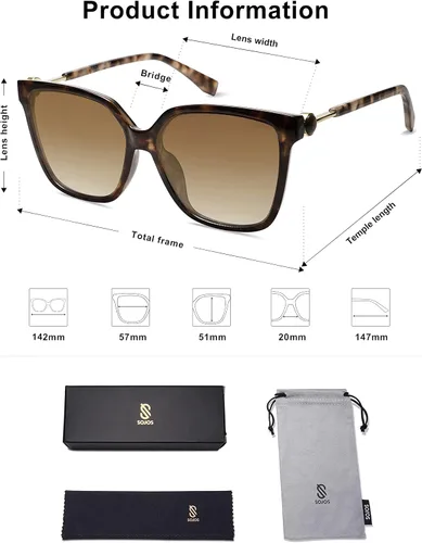 Vista 5 de SOJOS Gafas de sol cuadradas de moda para mujer, lentes de protección UV para mujer, gafas de sol SJ2196