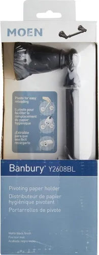 Vista 3 de Moen Y2608BL Banbury - Soporte giratorio para papel higiénico, acabado negro mate