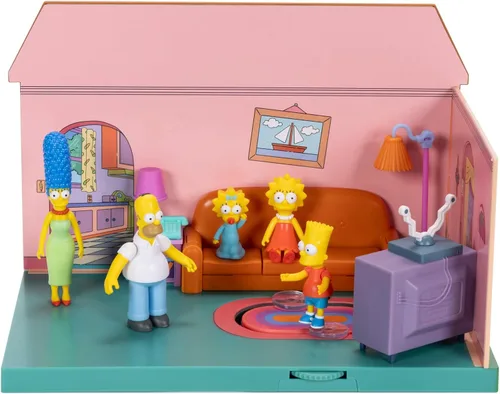 Vista 2 de Jakks Pacific The Simpsons Diorama Figuras familiares Juego de sala de estar con efectos interactivos, a partir de 4 años