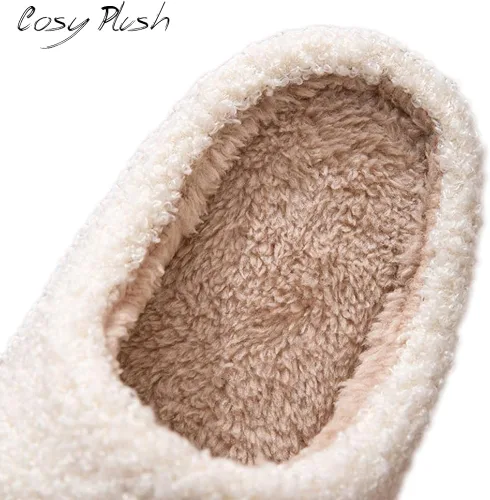 Vista 4 de AIMINUO Pantuflas retro para hombre y mujer, con cara feliz, cómodas, cálidas, de felpa, para invierno, interiores, suaves, antideslizantes