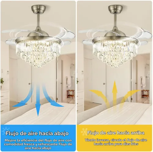 Vista 2 de Ventilador de techo plateado de 42 pulgadas y luz LED regulable 42" 6009 Níquel