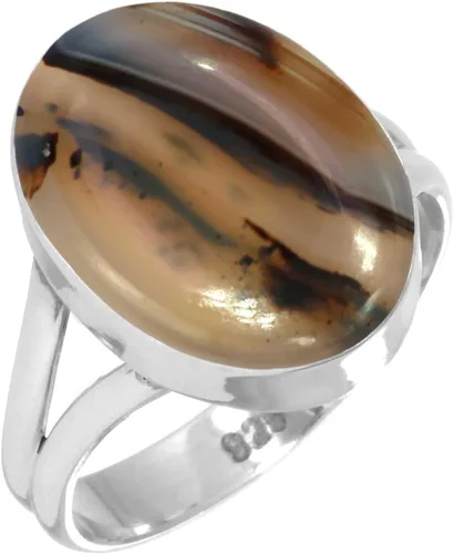 Vista 44 de Anillo hecho a mano de plata de ley 925 genuina grueso con piedras preciosas naturales ágata, cuarzo rosa, lapislázuli, ámbar ovalado, joyería