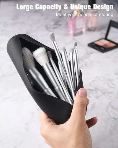 Vista 2 de FERYES Soporte para brochas de maquillaje de viaje, Negro, L, Simplicidad