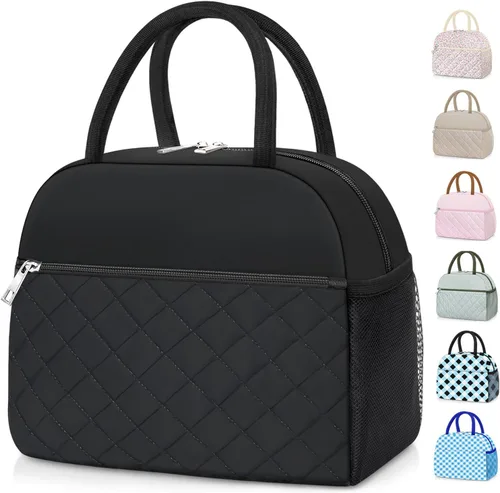 Vista 19 de KUBYA Lonchera de Pana Bolsa de Almuerzo para Mujeres y Hombres, Linda Fresa Pequeña Aislada Reutilizable Trabajo A Prueba de Fugas Simple Loncheras