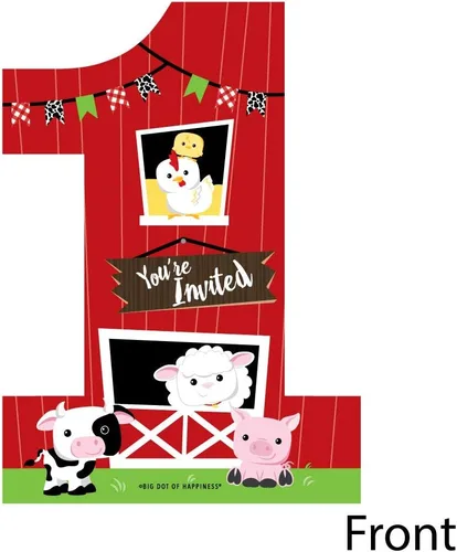 Vista 2 de Tarjetas de invitación de relleno con forma de animales de granja