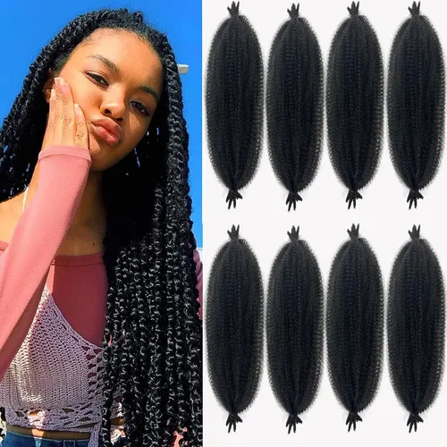 Vista 46 de Extensiones de cabello trenzado con resorte Marley Twist de 8 pulgadas, paquete de 8 para niños, cabello rizado y trenzado kinky, locs suaves
