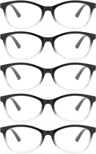 Vista 8 de Gafas de lectura para hombres y mujeres, rectangulares, para lectura de computadora, bisagra de resorte 5 Lector de mezcla