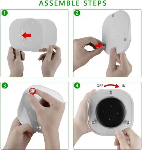 Vista 5 de Geekria - Carcasa acrílica transparente compatible con Echo Dot (3ª generación) altavoz inteligente con reloj, soporte para altavoz de pared