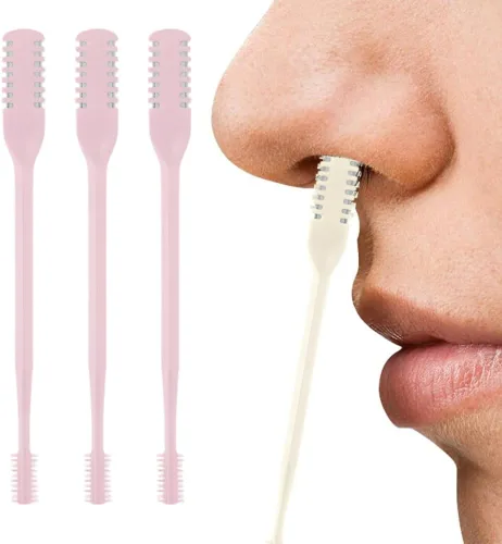 Vista 12 de AprYew Cortador de pelo nasal 2 en 1, recortador de vello nasal para hombres y mujeres, herramienta de extracción manual portátil de 360° con Beige