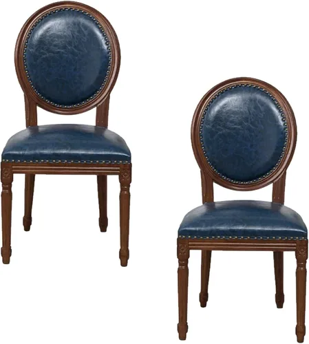 Vista 20 de Juego de sillas de comedor de madera 1/2/4, sillas de cocina tapizadas con asiento de cuero, silla de comedor rústica, silla lateral sin brazos
