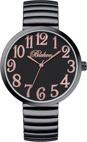 Vista 4 de Blekon Collections Nuevo Reloj de Moda con Correa Elástica de Tamaño Super Grande, Movimiento Japonés PC21J