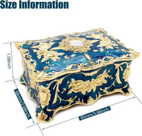 Vista 5 de YGFRSTO Joyero retro decorativo, organizador de joyas, caja de viaje portátil para mujeres, niñas, niños, pequeño organizador de almacenamiento