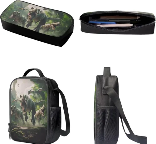 Vista 72 de HUGS IDEA Juego de 3 bolsas escolares con aislamiento térmico para el almuerzo, estuche para lápices