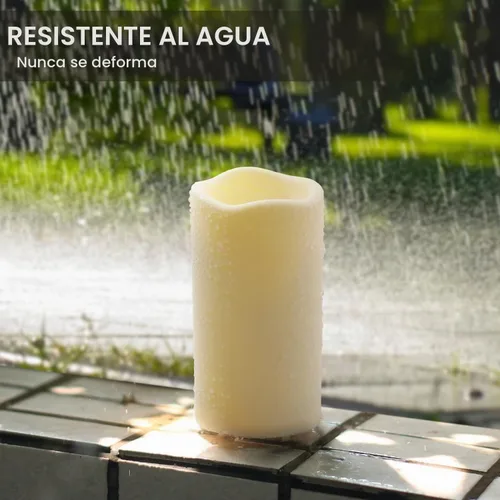 Vista 3 de Velas sin llama impermeables con control remoto 2PACK (D3''*H5.5'') Vela de pilar LED parpadeante que funciona con pilas, de plástico con Paquete