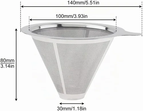 Vista 2 de TQEONKL - Gotero de café reutilizable sin papel, cono de metal, reutilizable, taza individual (2-4 tazas)