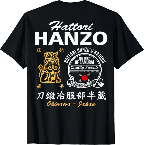 Vista 3 de Hattori Hanzo Samurai Ninja Katana Maker Camiseta japonesa, Negro, S