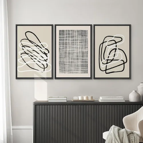 Vista 373 de SIGNWIN Lienzo enmarcado para pared, juego de arte neutro de bosque brumoso, ilustraciones en tono tierra, arte moderno, decorativo, bohemio