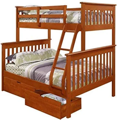 Vista 15 de Donco Kids 120-3-TTWH_505-W - Litera estilo misión con dos cajones debajo de la cama Capuchino oscuro