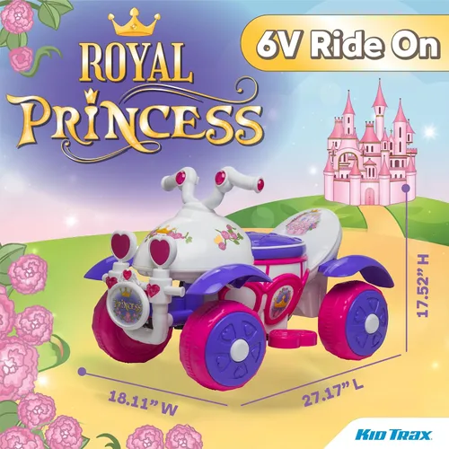 Vista 3 de Kid Trax Royal Princess 6V para niños pequeños, juguetes de montar para niños - Juguetes para niñas pequeñas, para interiores y exteriores, coche