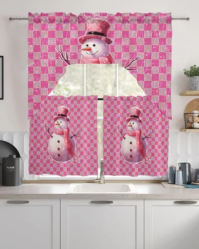 Vista 21 de Cenefa de árbol de copo de nieve, cenefa con dobladillo para barra, paneles de cortina para dormitorio, sala de estar, baño, cafetería, ventanas